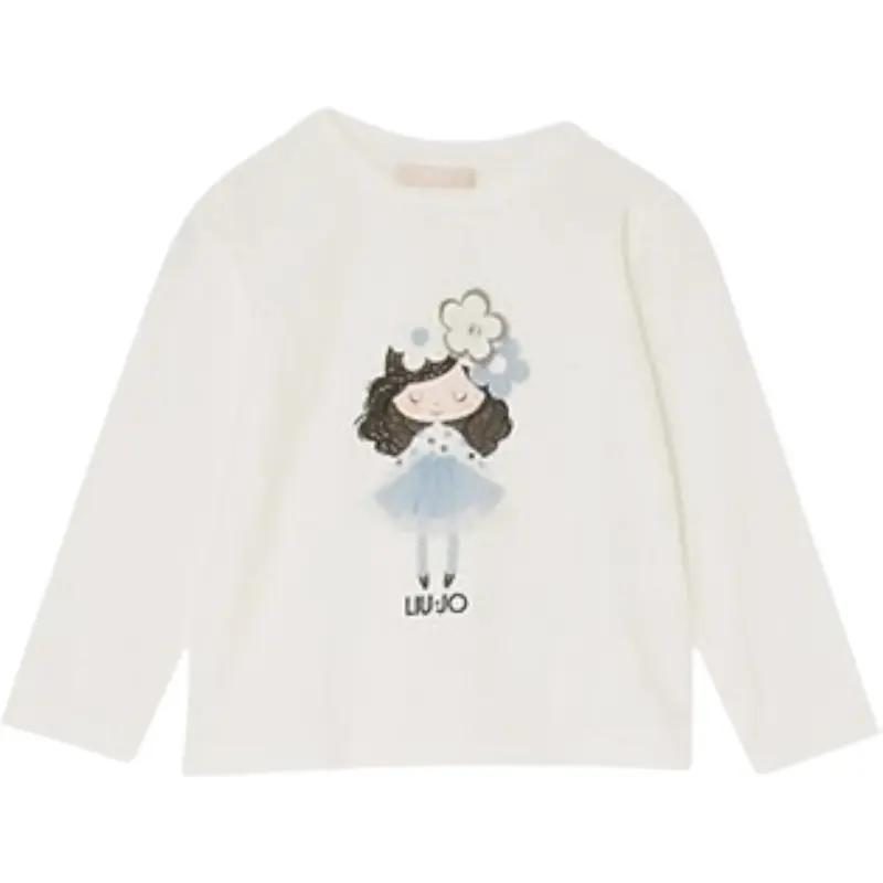 Liu Jo Shirt Girocollo tinta unita con Brillantini Bianco per Neonata