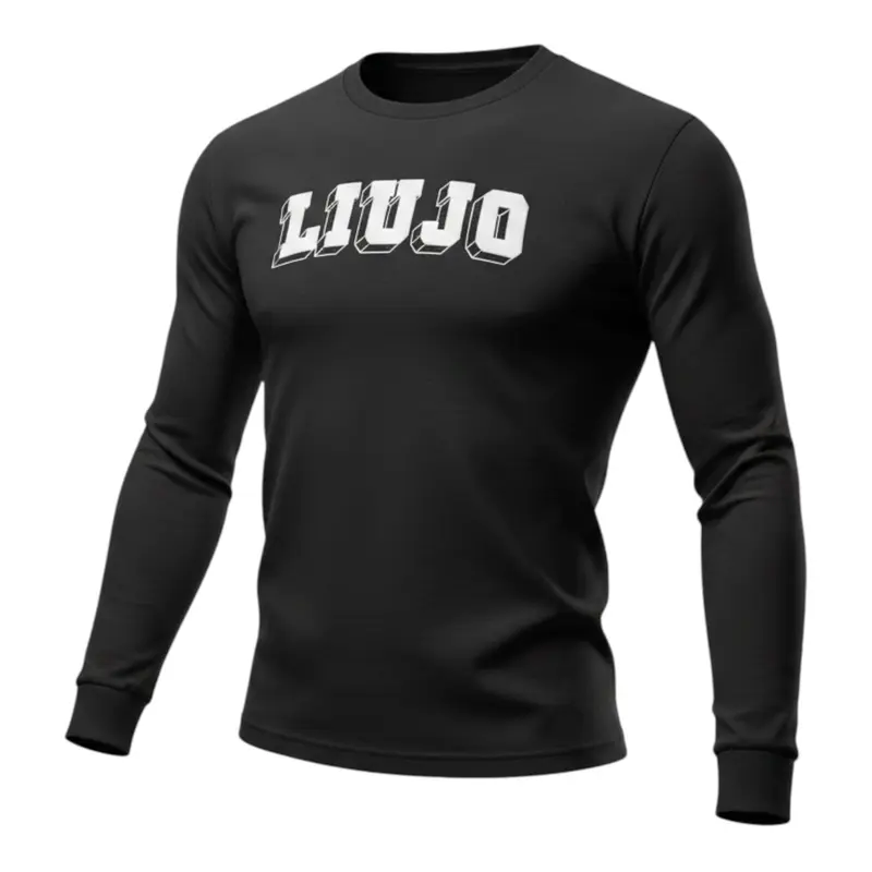 Liu Jo Shirt Girocollo tinta unita con Logo Nero per Bambina