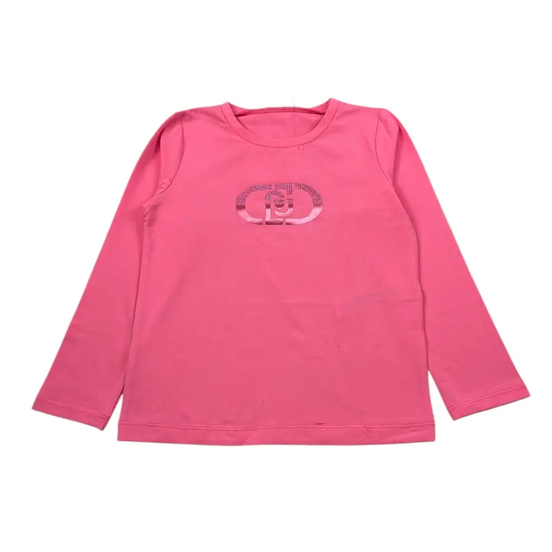 Liu Jo Shirt Girocollo tinta unita con Logo Rosa per Neonata