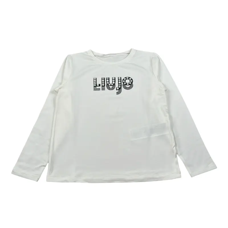 Liu Jo Shirt Girocollo tinta unita con Stampa Bianco per Bambina