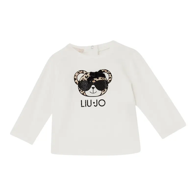 Liu Jo Shirt Girocollo tinta unita con Stampa Bianco per Neonata
