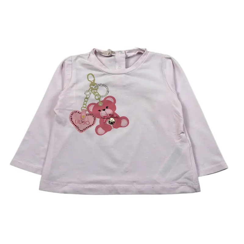 Liu Jo Shirt Girocollo tinta unita con Stampa Rosa per Neonata