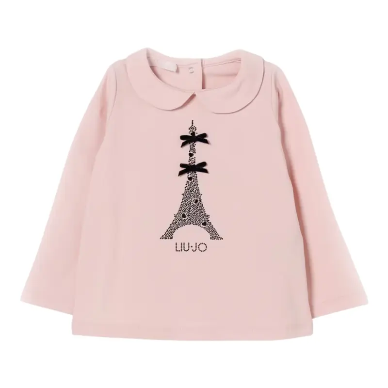 Liu Jo Shirt Girocollo tinta unita con Stampa Rosa per Neonata