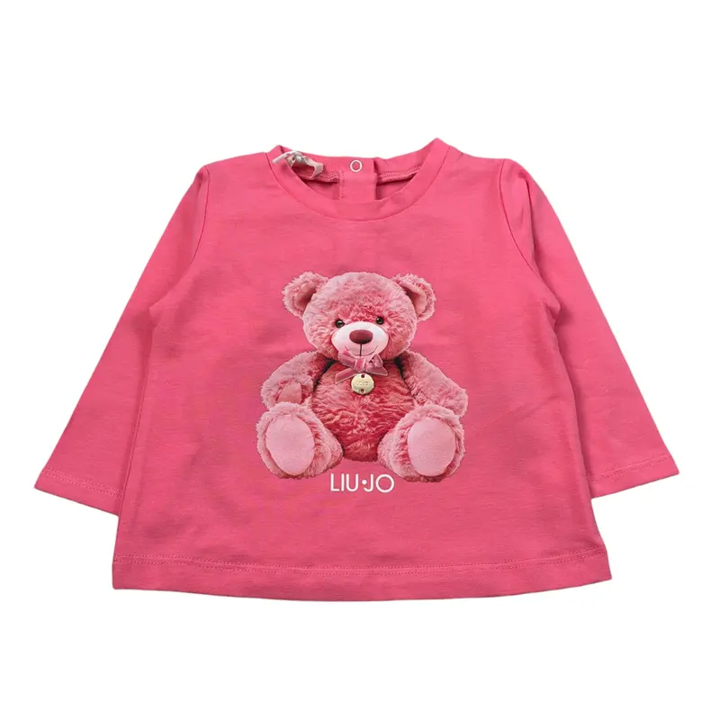 Liu Jo Shirt Girocollo tinta unita con Stampa Rosa per Neonata