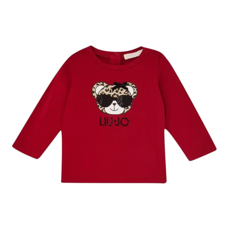 Liu Jo Shirt Girocollo tinta unita con Stampa Rosso per Neonata