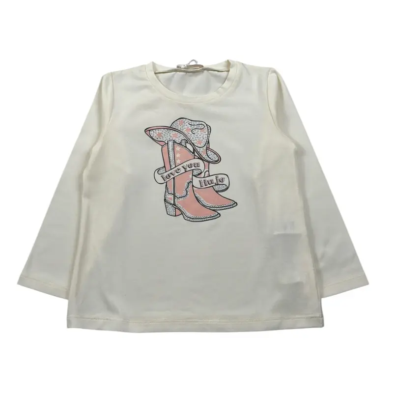 Liu Jo Shirt Girocollo tinta unita con Stampe Panna per Neonata