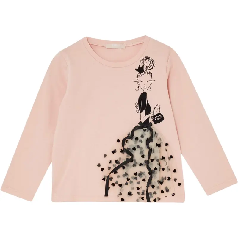 Liu Jo Shirt Girocollo tinta unita Rosa per Bambina