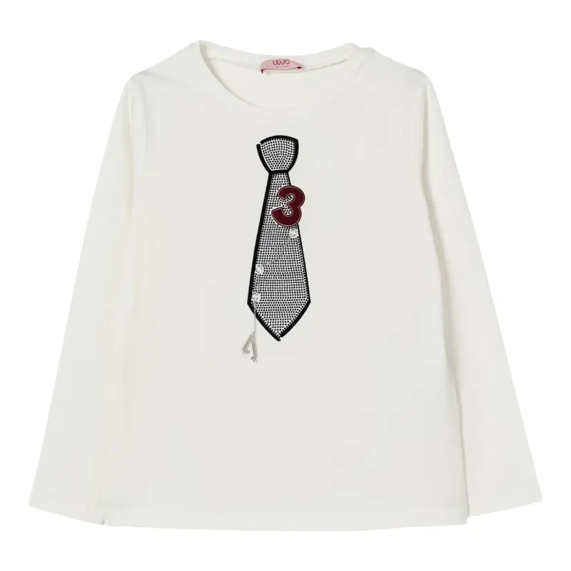 Liu Jo Shirt tinta unita con Brillantini Bianco per Bambina