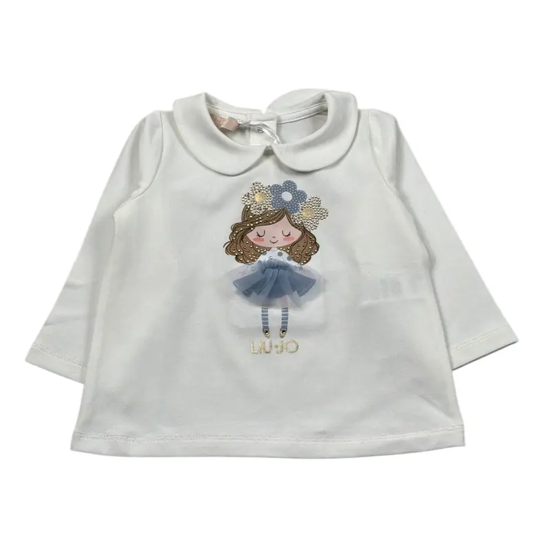 Liu Jo Shirt tinta unita con Colletto Panna per Neonata