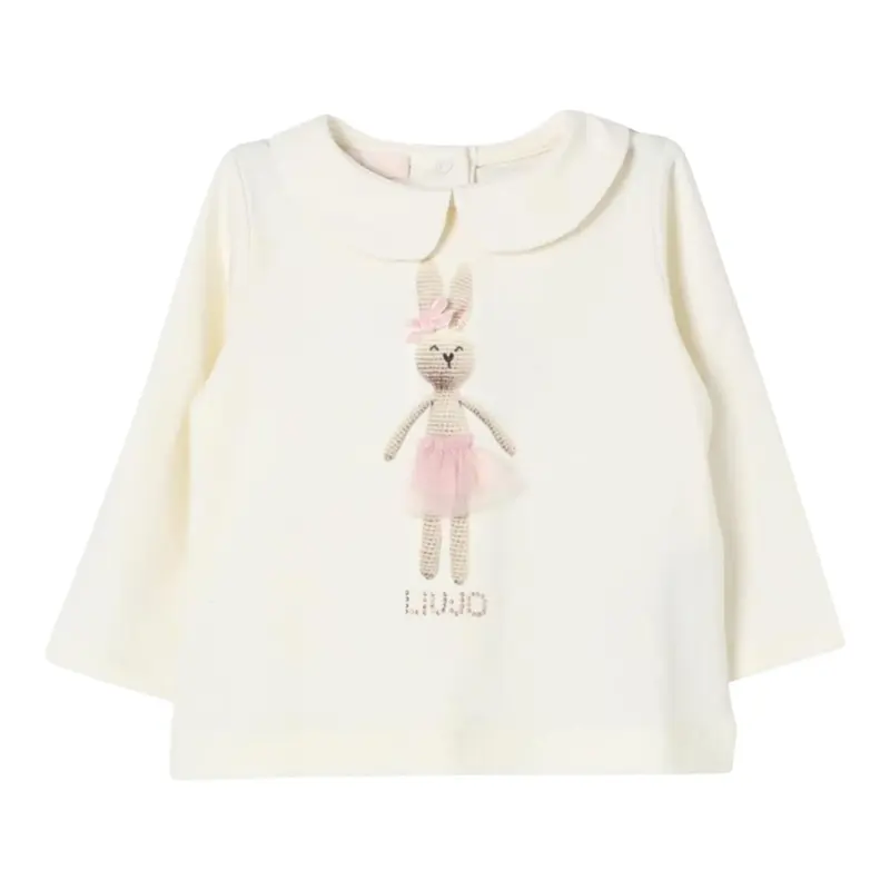 Liu Jo Shirt tinta unita con Stampa E Colletto Panna per Neonata