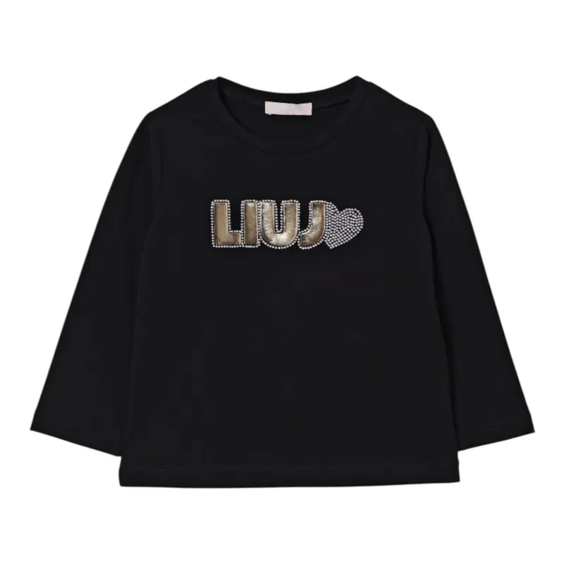 Liu Jo Shirt tinta unita con Stampa Nero per Neonata