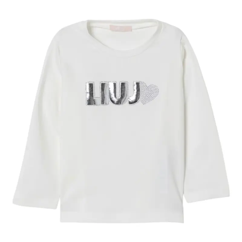 Liu Jo Shirt tinta unita con Stampa Panna per Neonata