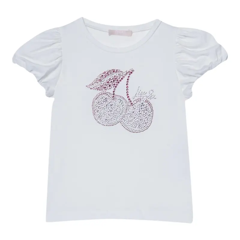 Liu Jo T-Shirt tinta unita con Brillantini Bianco per Bambina