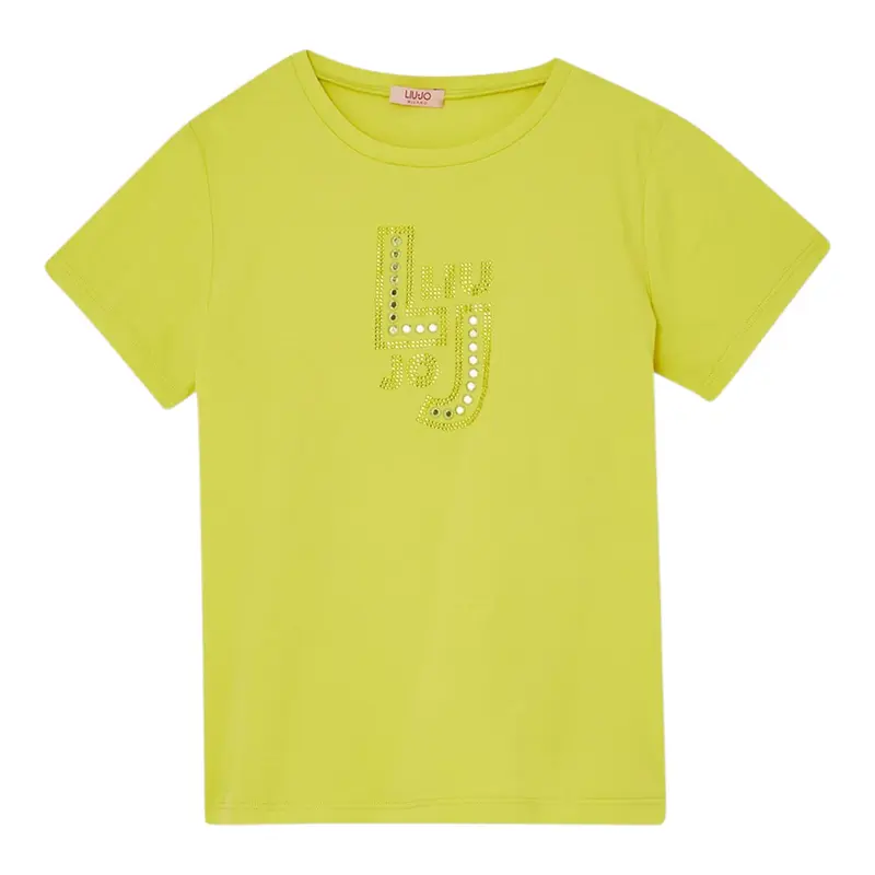 Liu Jo T-Shirt tinta unita con Stampa Giallo per Bambina