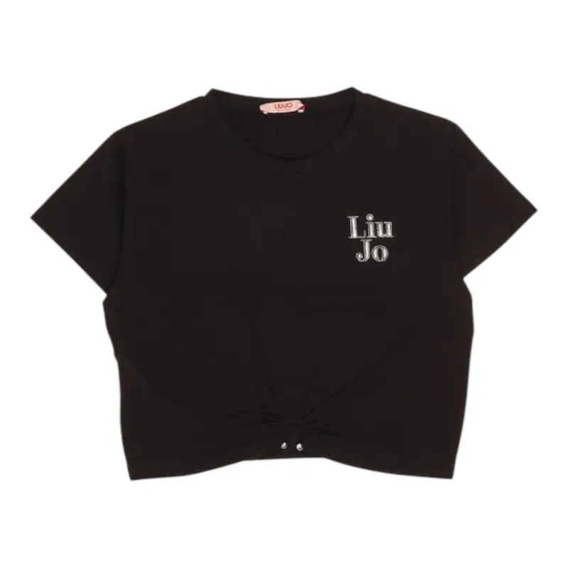Liu Jo T-Shirt tinta unita con Stampa Nero per Bambina