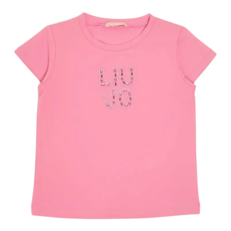 Liu Jo T-Shirt tinta unita con Stampa Rosa per Bambina
