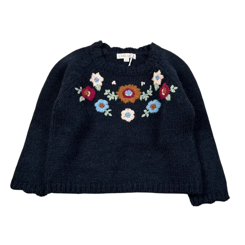 Louise Misha Maglia tinta unita con Ricami Blu per Bambina
