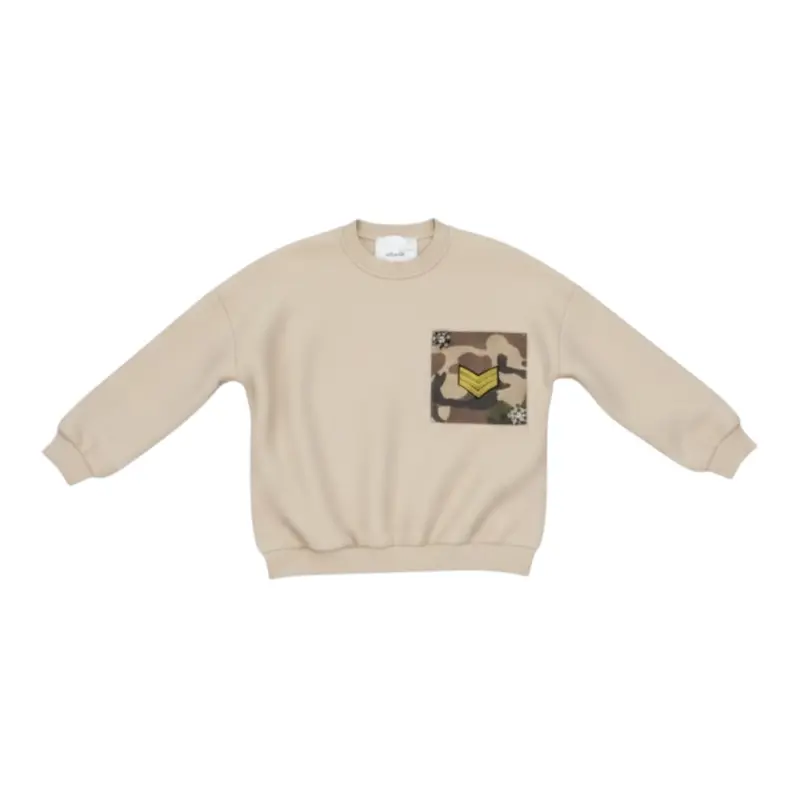 Lu Lu By Miss Grant Felpa Girocollo tinta unita con Stampa Beige per Bambina