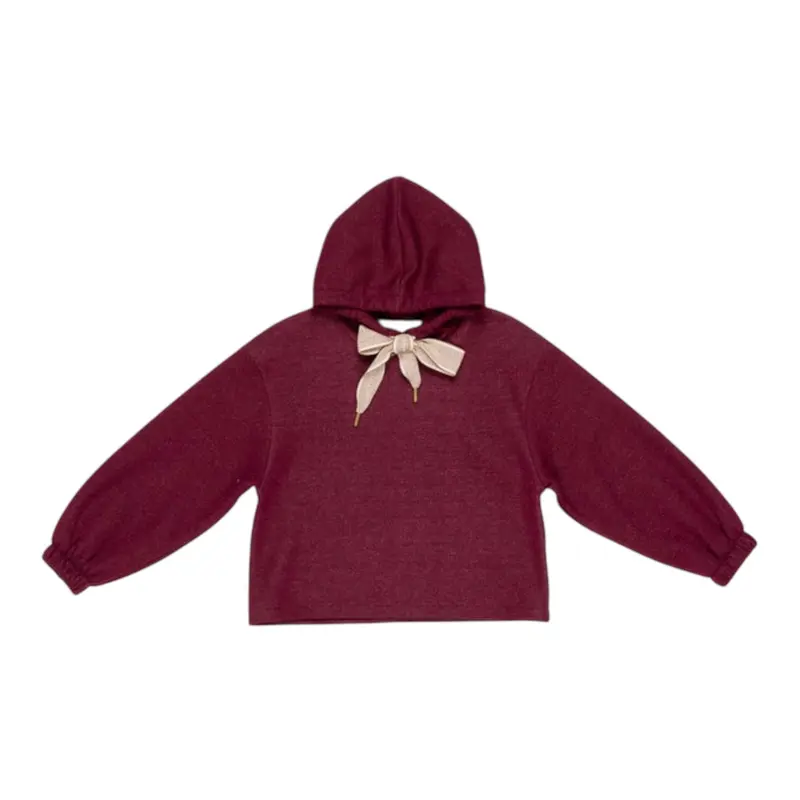 Lu Lu By Miss Grant Felpa tinta unita con Cappuccio Bordeaux per Bambina
