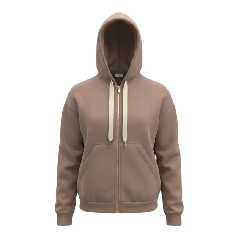 Lu Lu By Miss Grant Felpa tinta unita con Zip E Cappuccio Beige per Bambina