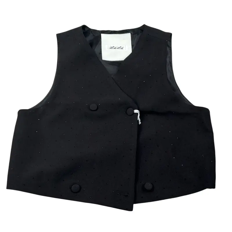 Lu Lu By Miss Grant Gilet tinta unita con Brillantini Nero per Bambina