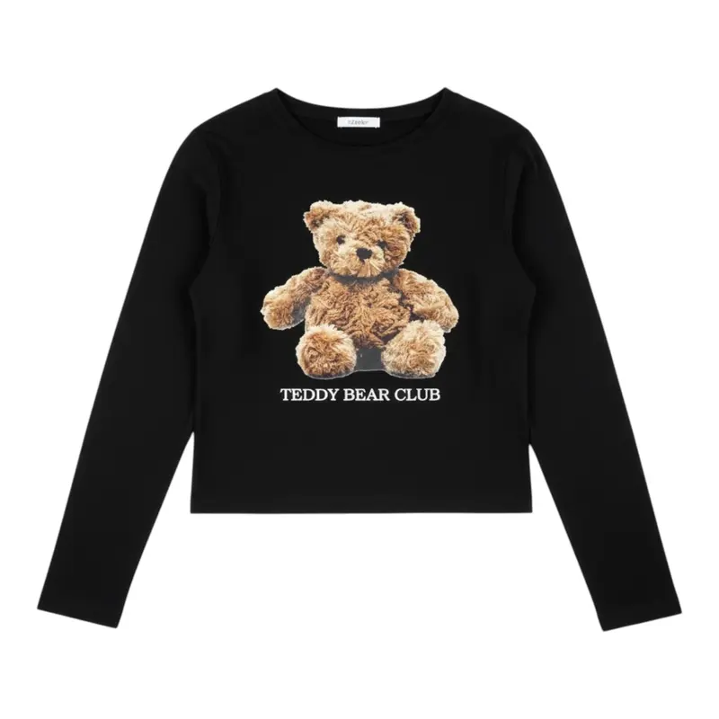 Lu Lu By Miss Grant Shirt tinta unita con Stampa Nero per Bambina