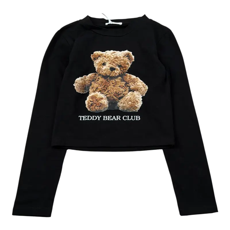 Lu Lu By Miss Grant Shirt tinta unita con Stampa Nero per Bambina