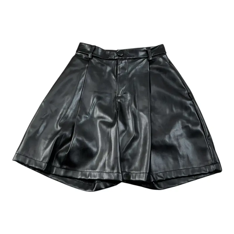 Lu Lu By Miss Grant Short Ecopelle tinta unita con Elastico In Vita Nero per Bambina