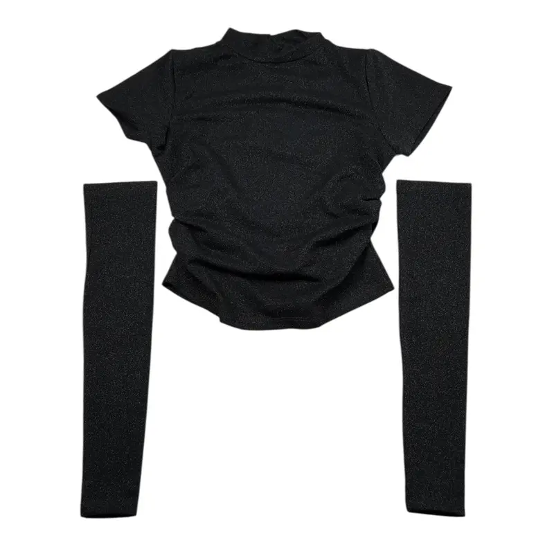 Lu Lu By Miss Grant T-Shirt tinta unita con Manicotti Nero per Bambina