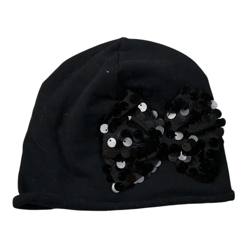 Lu & Lu Cappello tinta unita con Brillantini Nero per Bambina