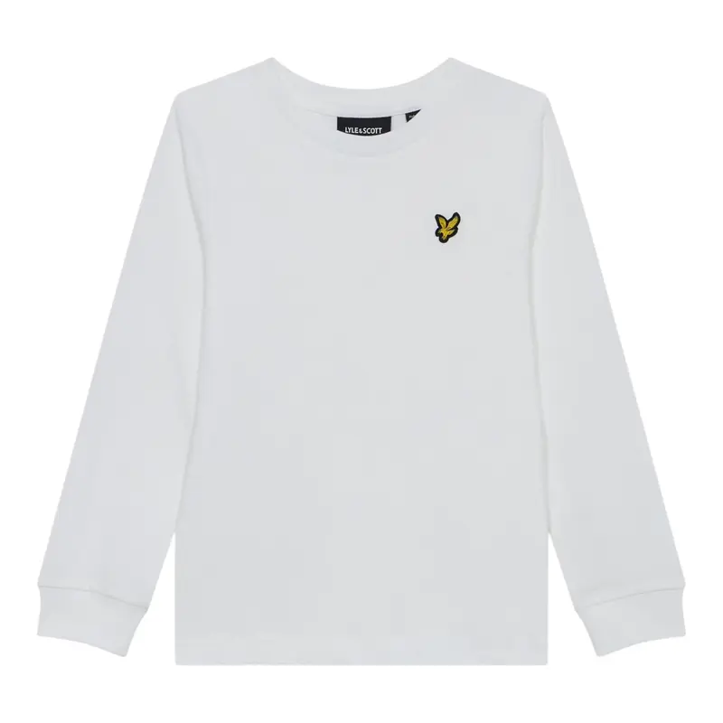 Lyle&Scott Shirt Girocollo tinta unita con Logo Bianco per Bambino