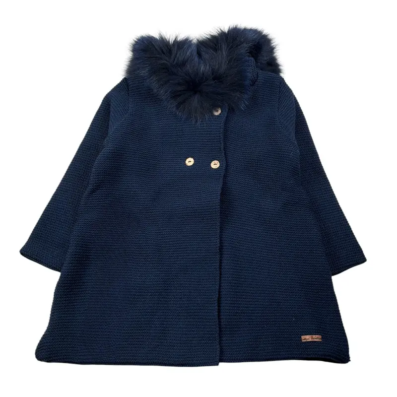 Mac Ilusion Cappotto tinta unita con Cappuccio Blu per Bambina