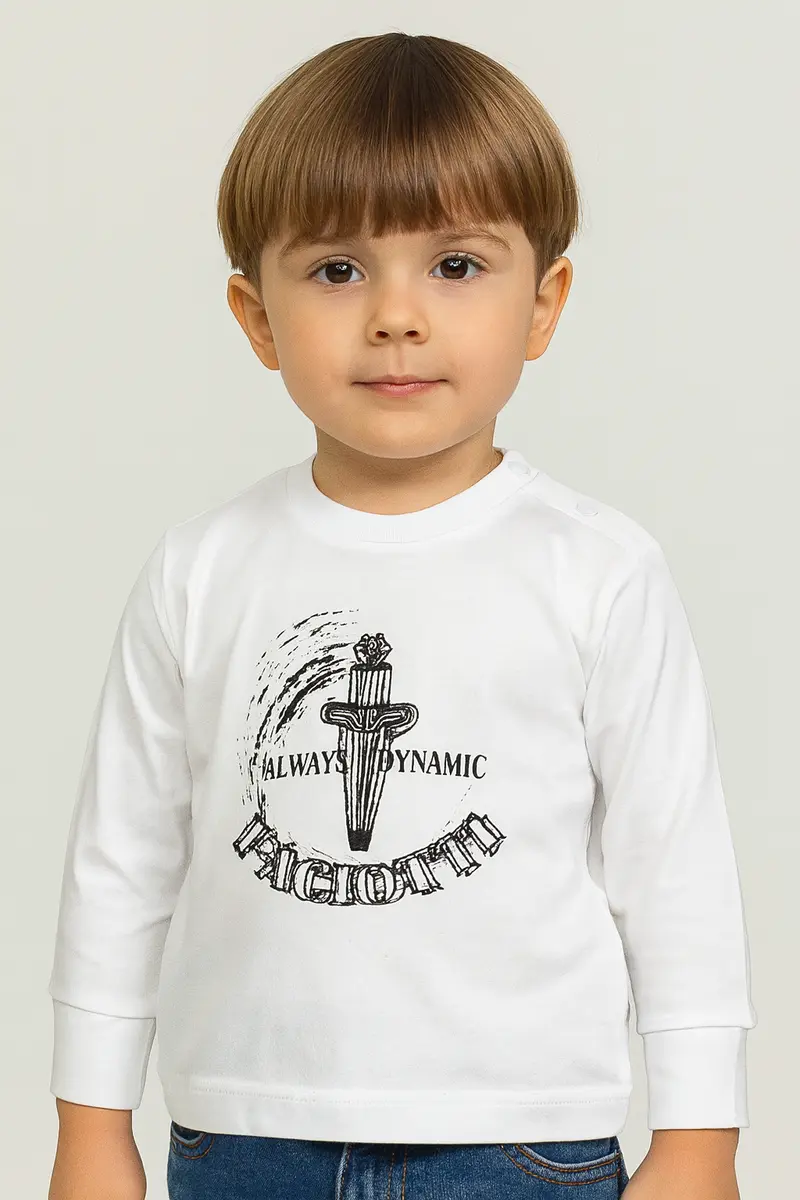 Maglia bambino BIANCA con logo paciotti a contrasto