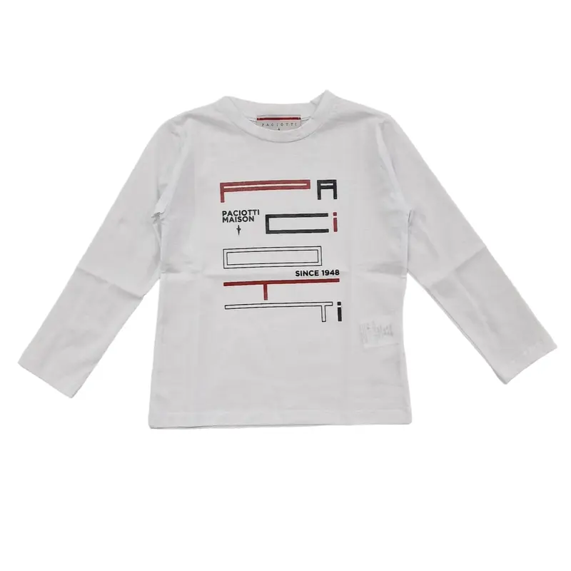 Maglia bambino con stampa Paciotti rossa e nera