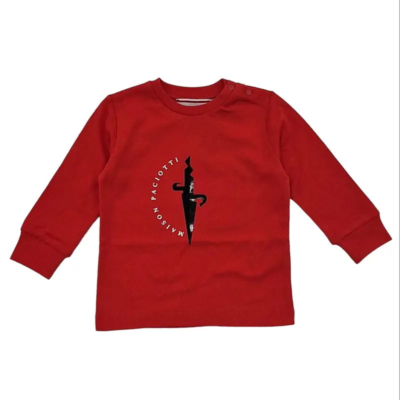 Maglia bambino rossa con spada velluto al centro