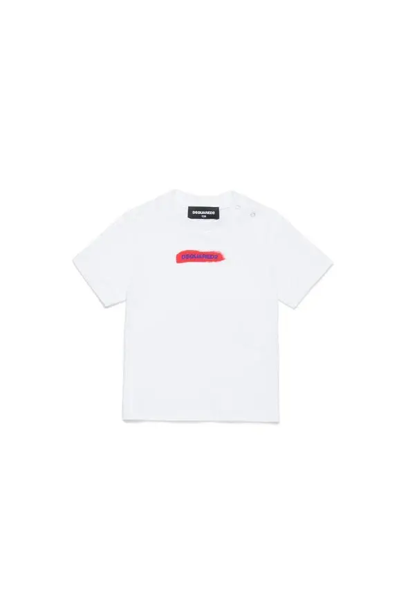 MAGLIA BIANCA CON GRAFICA PENNELLATA DSQUARED2