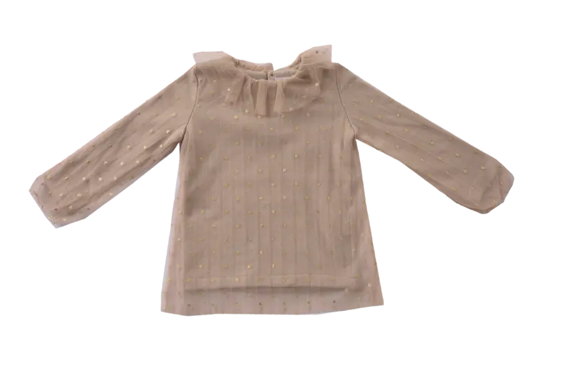MAGLIA COLLETTO ARRICCIATO POIS ORO