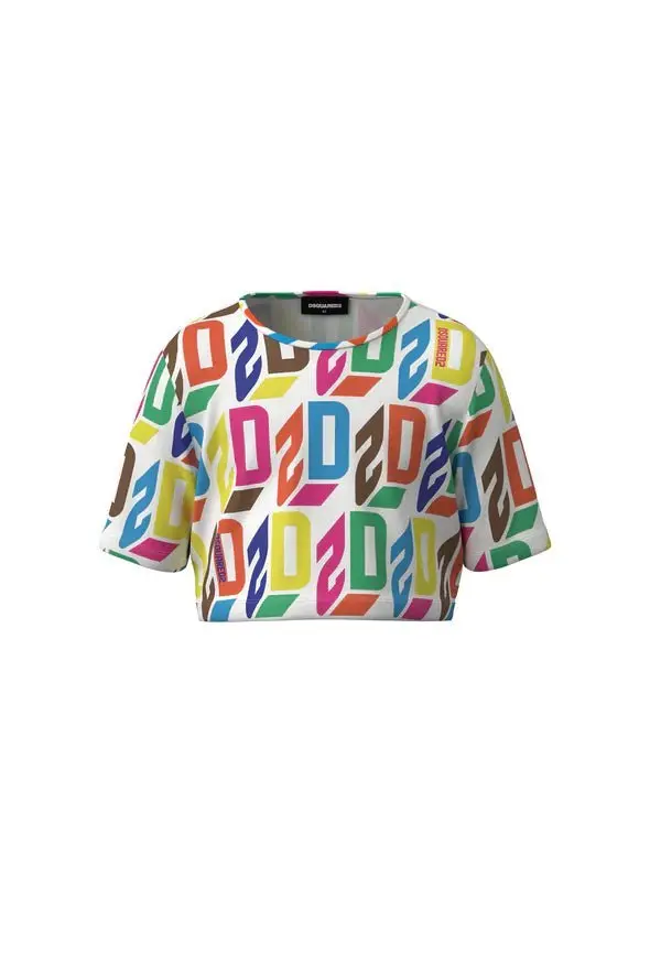 MAGLIA CROPPED ALLOVER LOGO D2 effetto 3D