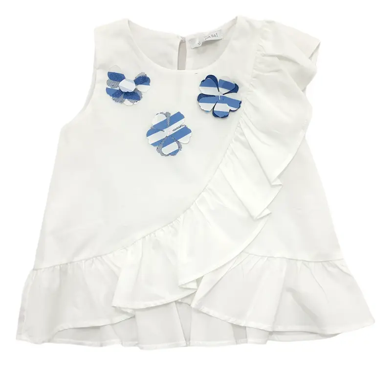 Maglia in cotone morbida con fiori applicati