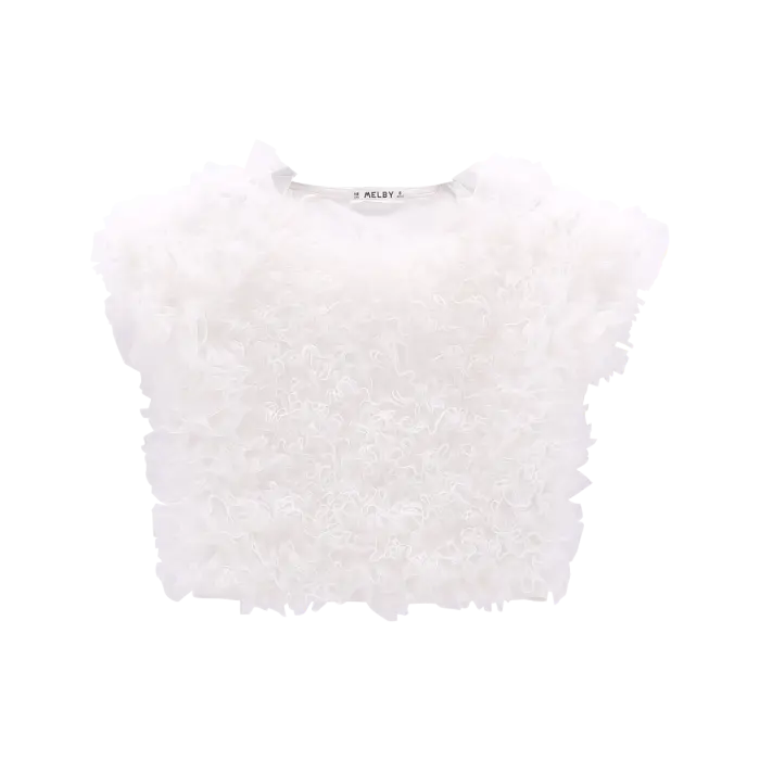 Maglia in jersey stretch e tulle per ragazza