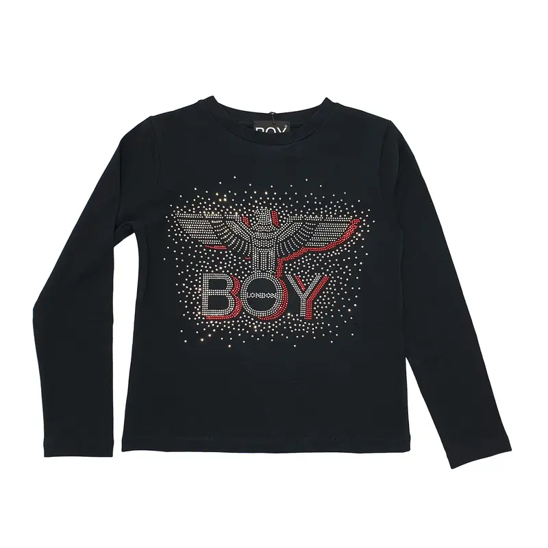 Maglia manica lunga Boy London con logo con strass multicolor