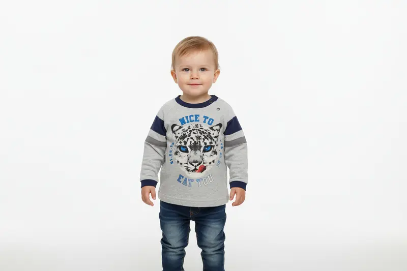 MAGLIETTA COTONE GRIGIO BLU