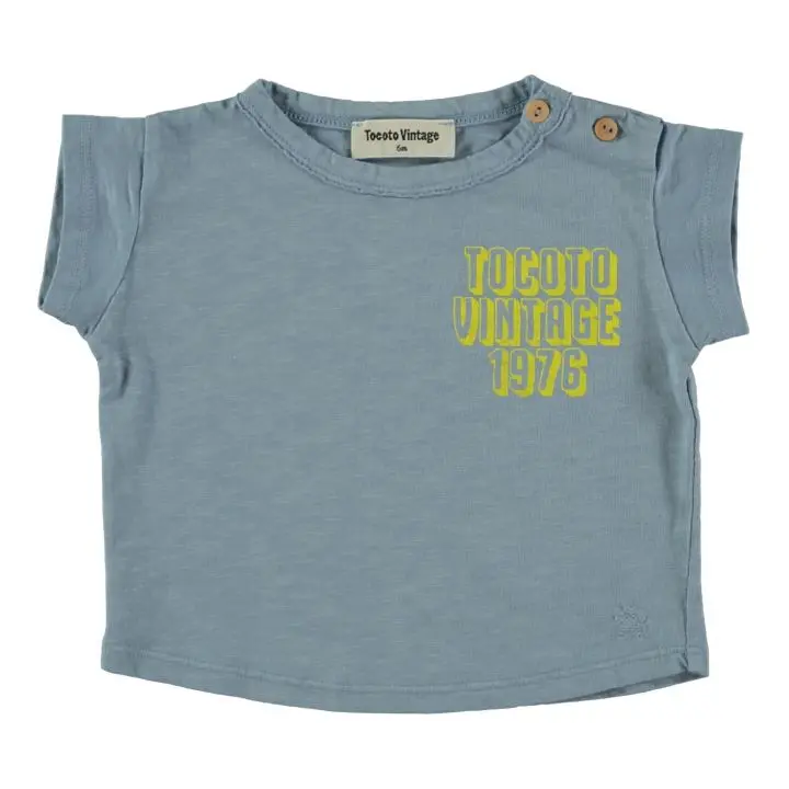 Maglietta in cotone biologico Baby Vintage 1976 | Blu