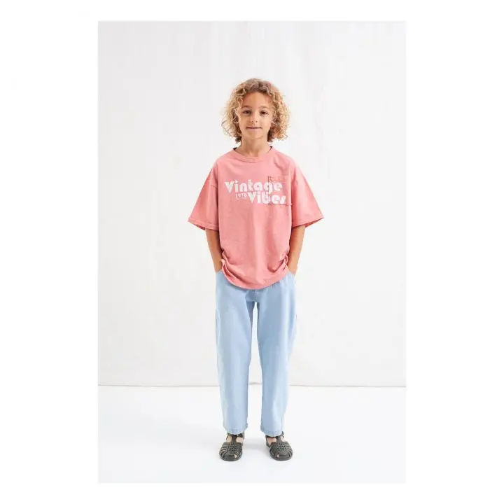 Maglietta oversize in cotone organico Vintage Vibes | Rosso lampone