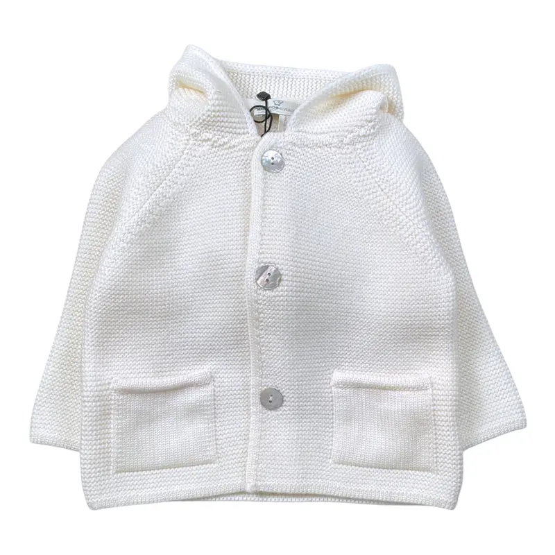 Maglifici Di Verona Cardigan tinta unita con Cappuccio Panna per Neonato