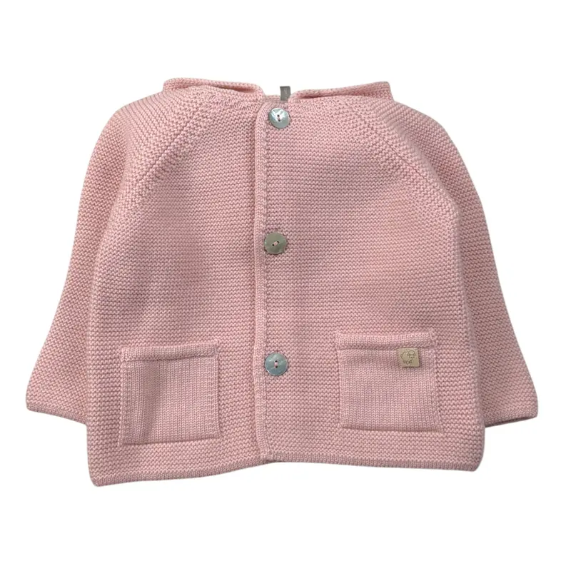 Maglifici Di Verona Cardigan tinta unita con Cappuccio Rosa per Neonata