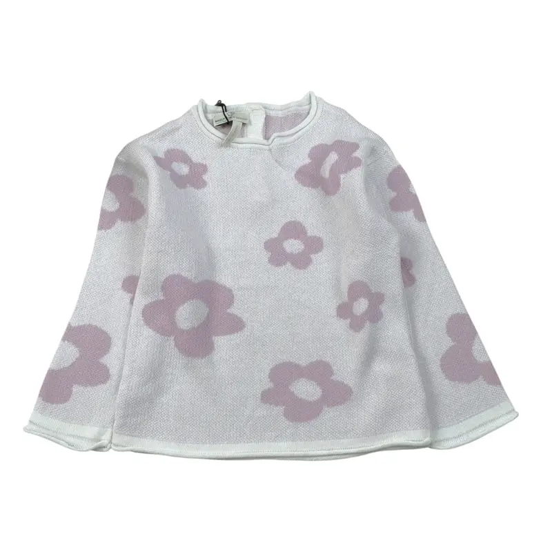 Maglifici Di Verona Maglia tinta unita con Stampa Fiori Bianco per Neonata