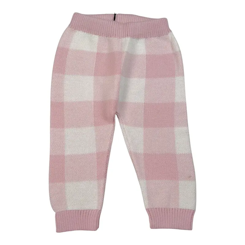 Maglifici Di Verona Pantalone Bicolore con Stampa Quadri Bianco/Rosa per Neonata
