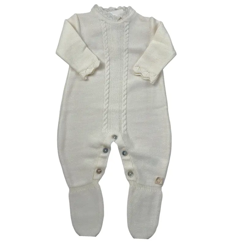 Maglifici Di Verona Tutina tinta unita con Ricami Panna per Neonata