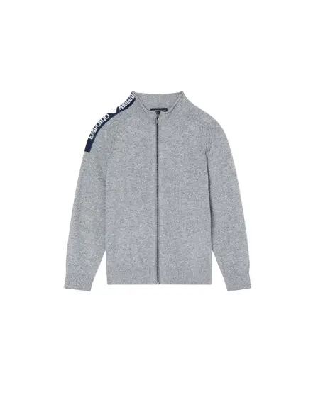 MAGLIONE CON ZIP IN MISTO LANA CON LOGO JACQUARD